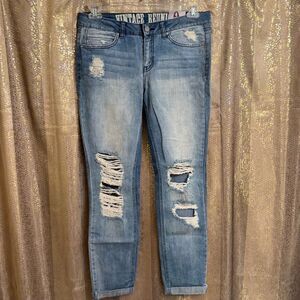 Rewash Jeans Vintage Reunion Faded Distressed Light Wash Skinny Jeans 9/29 NWT